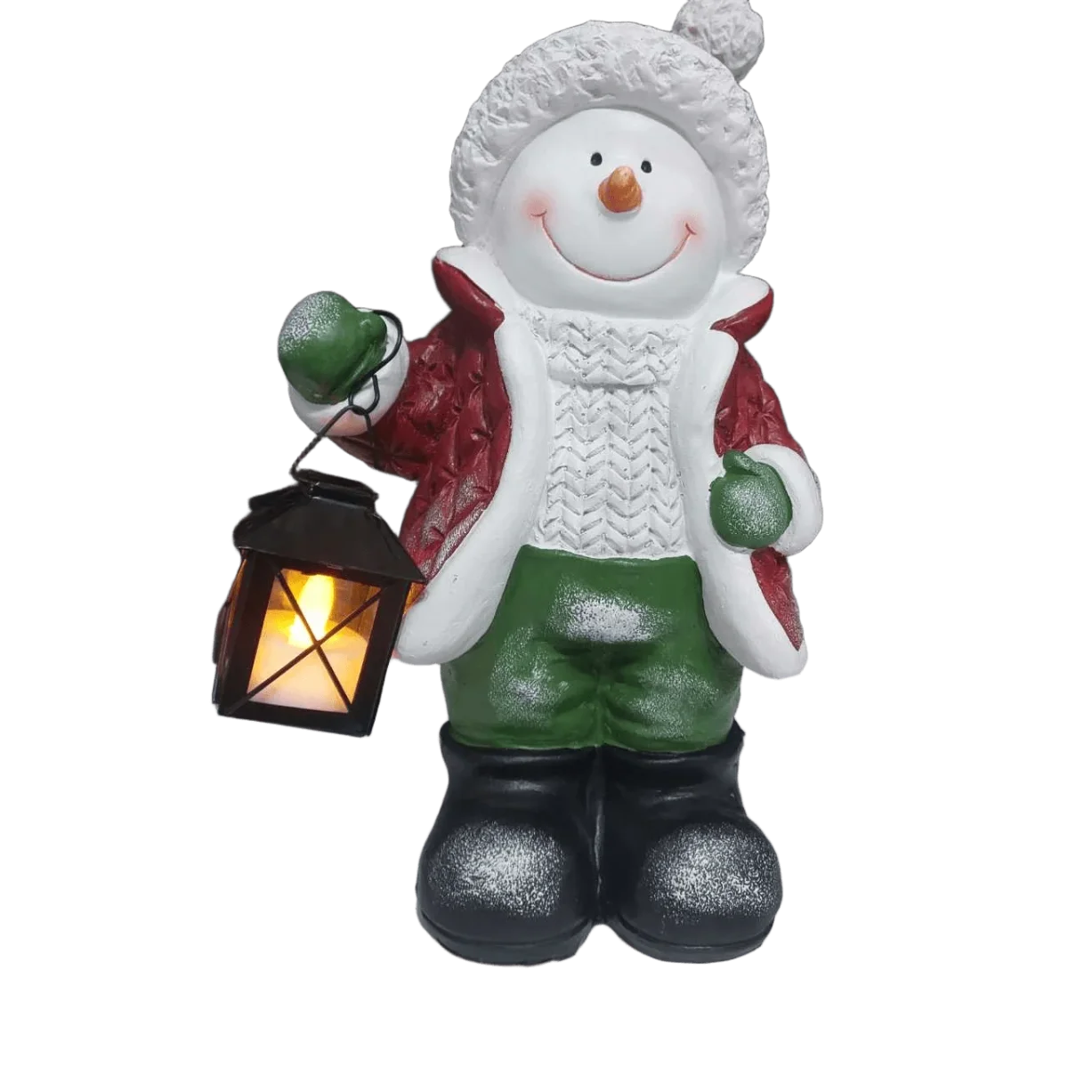 Boneco de Neve Decorativo Natal com Luz e Lamparina 30cm - Image 3