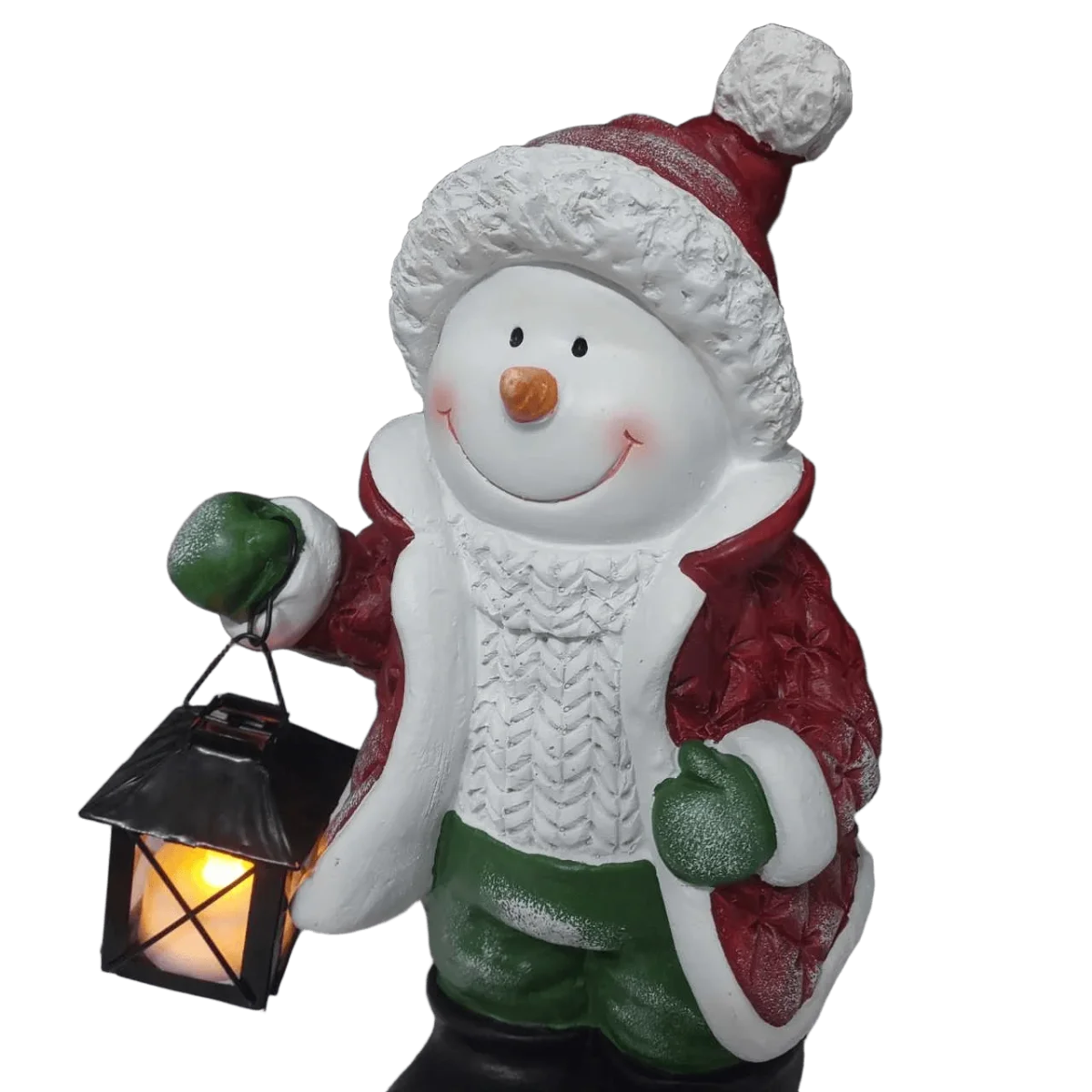 Boneco de Neve Decorativo Natal com Luz e Lamparina 30cm - Image 4