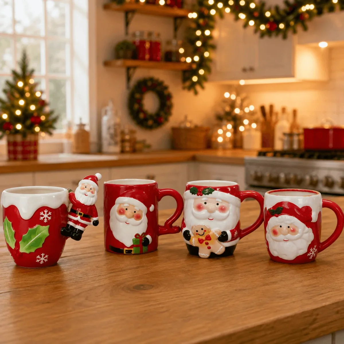 Caneca Xícara Papai Noel Cerâmica Natal 2026 Cantinho do Café Decoração Natalina