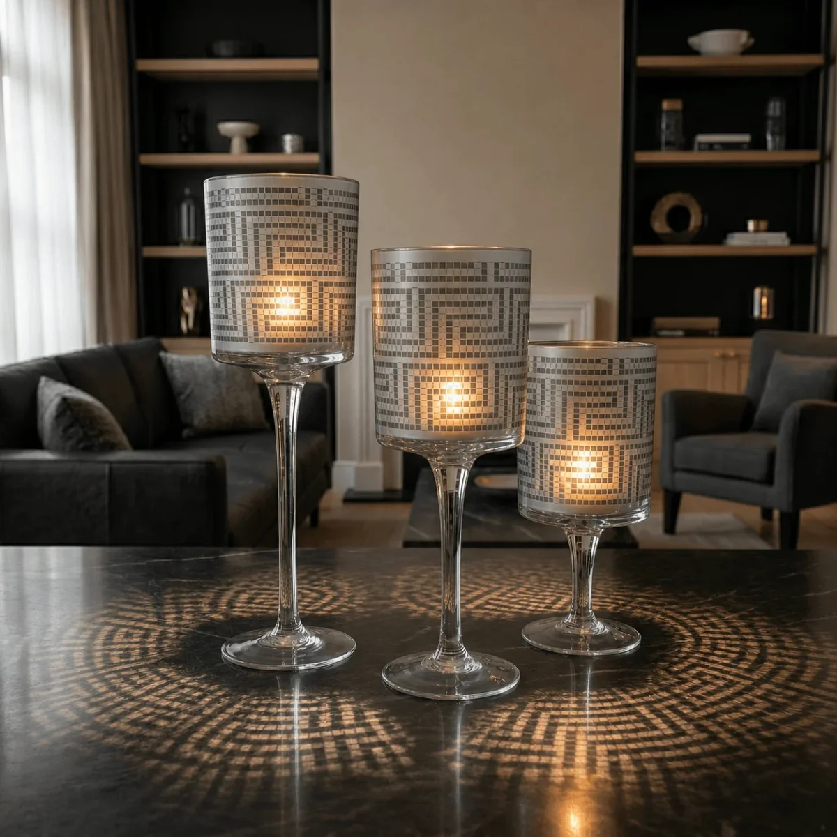 Kit com 3 Castiçais de Vidro Decorativos Modernos e Elegantes