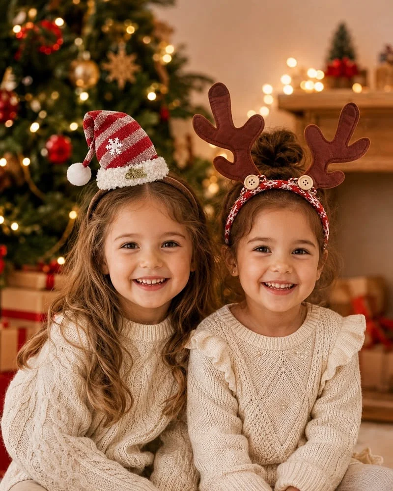 Tiara Natalina para Fotos: Modelos de Rena e Gorrinho do Noel para Natal
