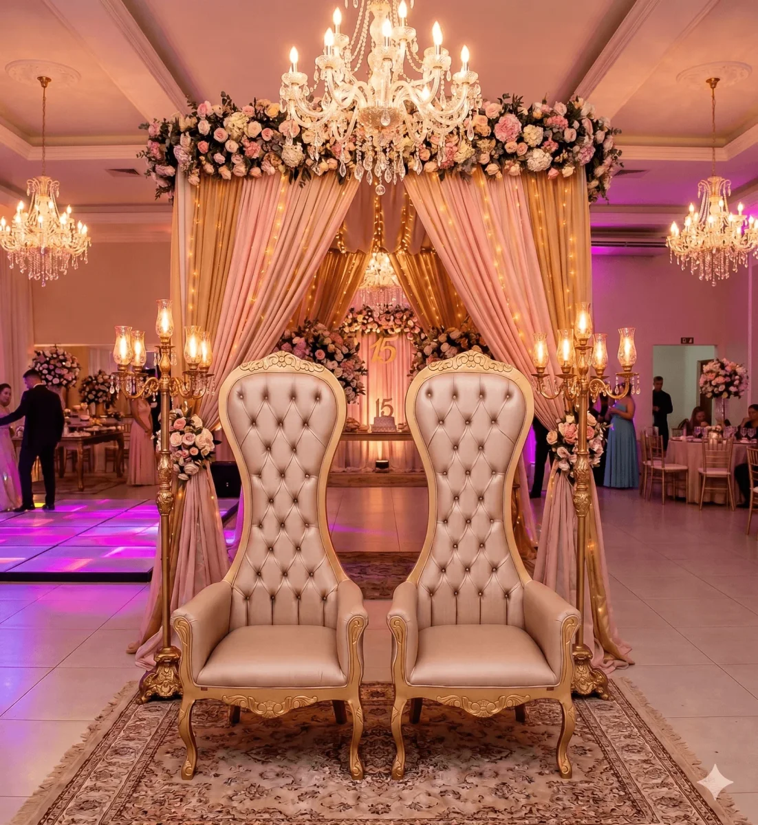 Aluguel de Trono Luis XV Dourado: Luxo para Debutantes e Eventos