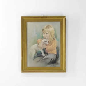 Quadro menina com cordeiro
