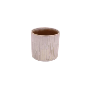 Vaso cerâmica cinzento claro com riscas