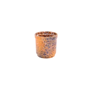 Vaso cerâmica laranja com salpicos azuis