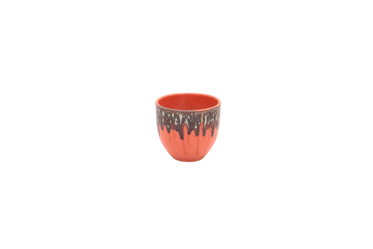 Vaso cerâmica rosa com faixa escura