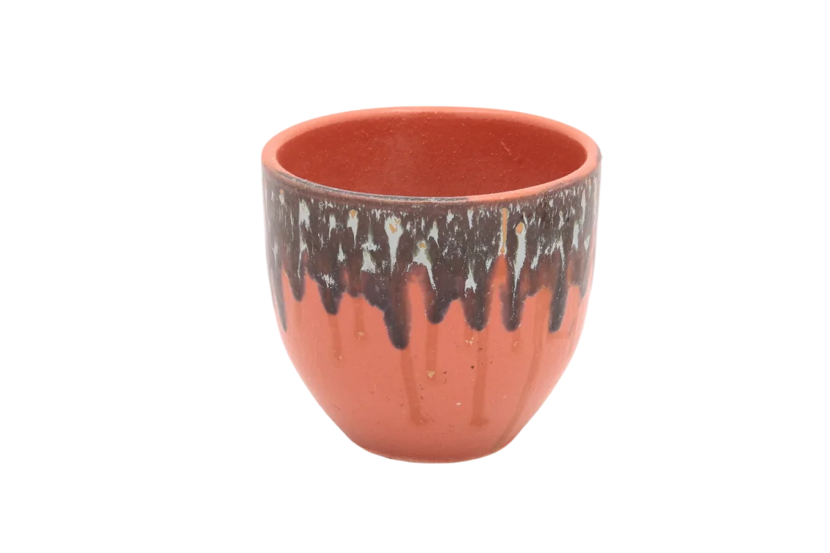 Vaso cerâmica rosa com faixa escura - Image 3