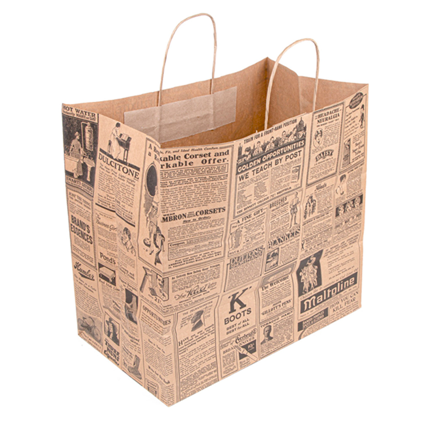 SACO PAPEL C/ASA TORCIDA “GOURMET” TIMES CASTANHO VERGÊ 32X21X28,5 (222.28)