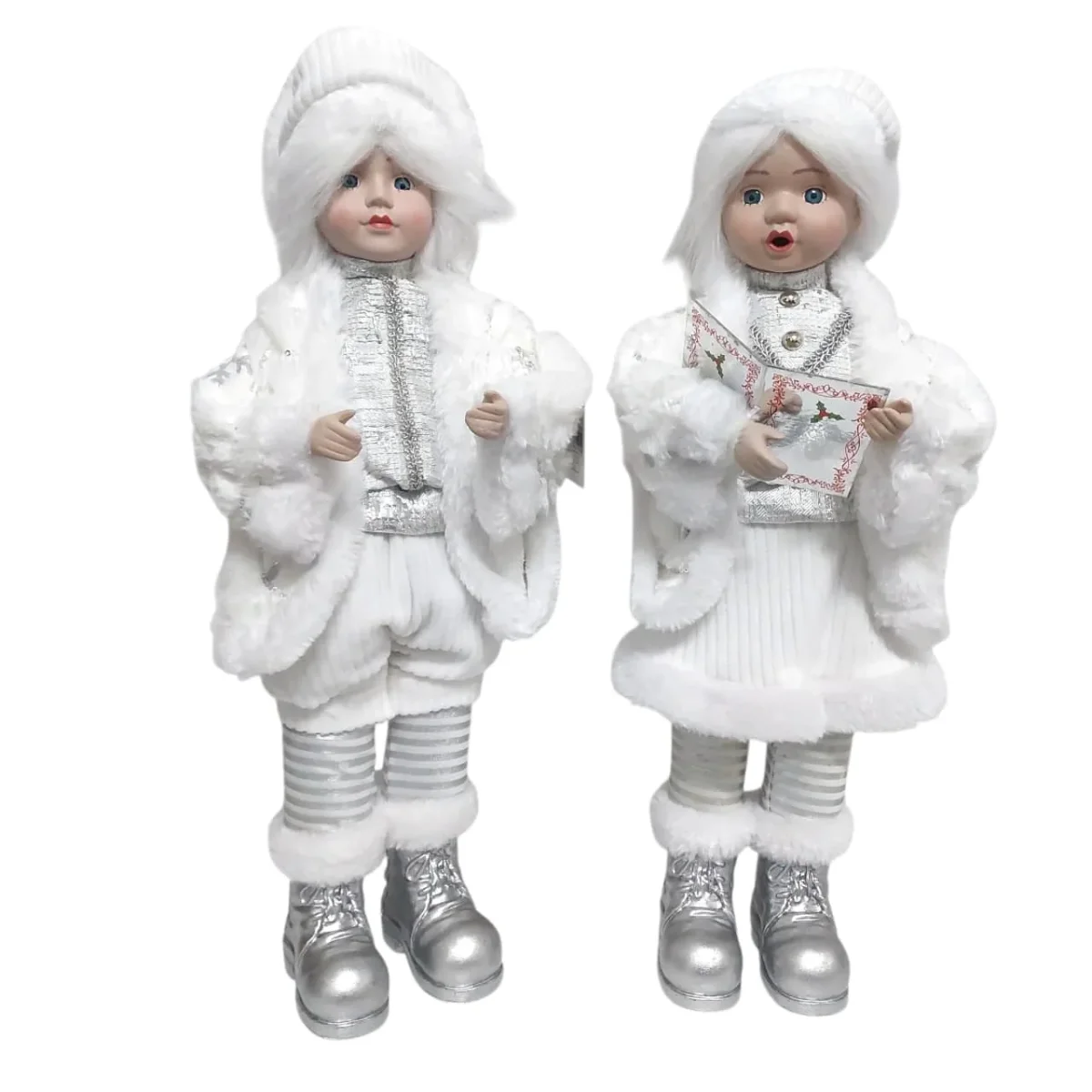 Coral de Natal Casal de Crianças com Movimento e Toque Musical 45cm de Corda Decoração Luxo - Image 6