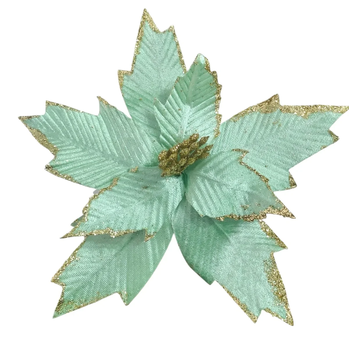 Flor Poinsétia Verde Decorativa para Árvore de Natal Diversos Tamanhos